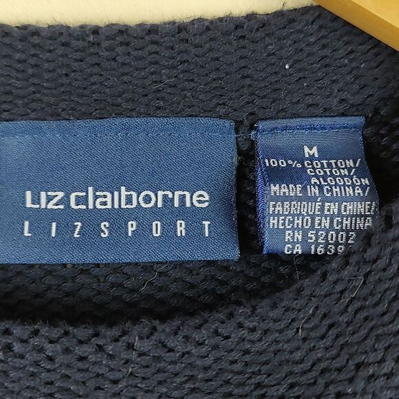 Liz Claiborne LizSport Chunky Knit Long Sleeve Cotton Holiday Sweater Size M - Picture 2 of 9